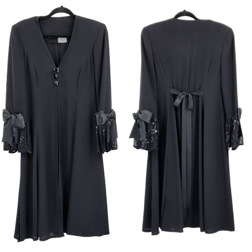 Vintage S Villioti Lingerie Boudoir Old Hollywood Glam Goth‎ Robe Duster Black M